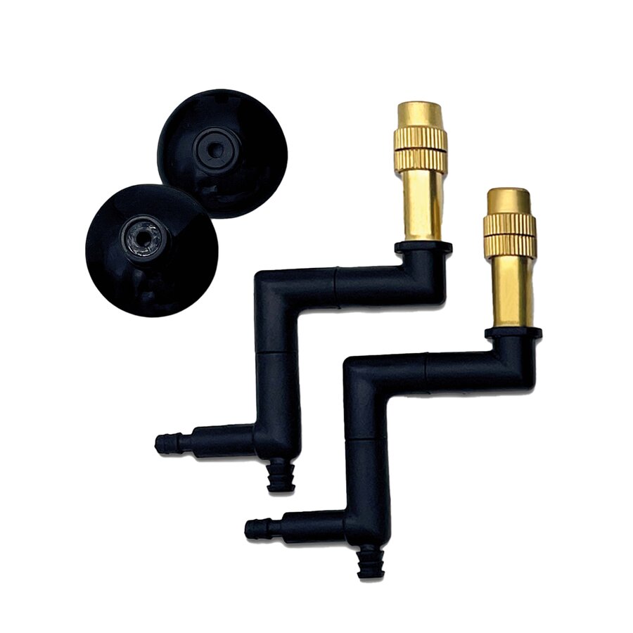 Gerichte nevelverdeling op maat | multi-directionele messing sproeikoppen (2-pack) Zwart – uitbreiding voor Monsoon-systeem