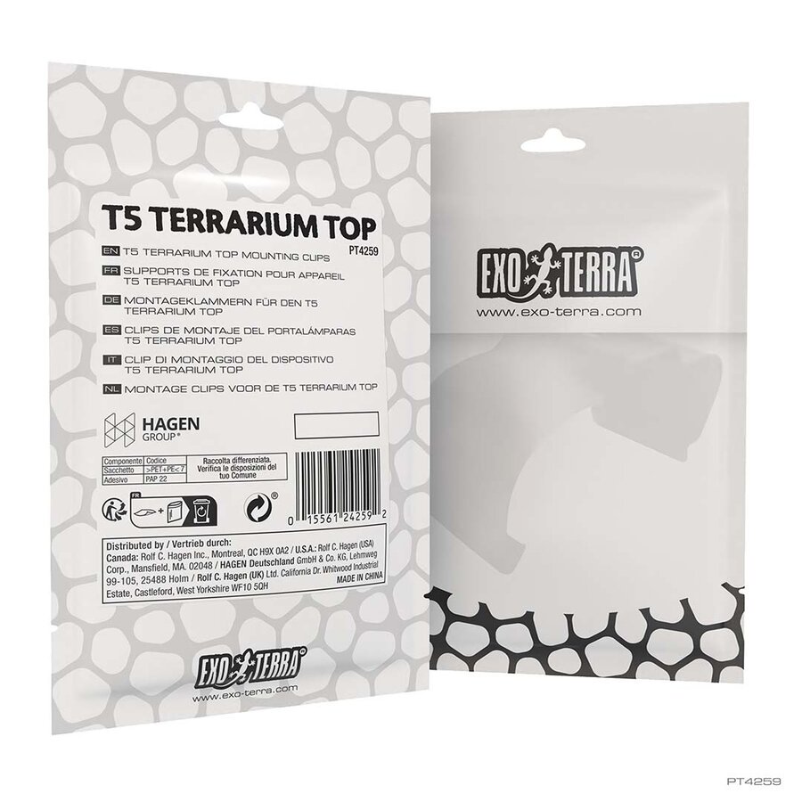 EX T5 Terrarium Top bevestigingsklemmen Zwart