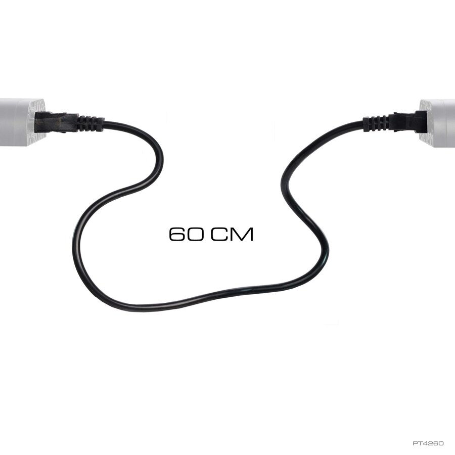 T5 Terrarium Top verbindingskabel Zwart | 60 cm geaarde link-kabel voor koppelen van armaturen