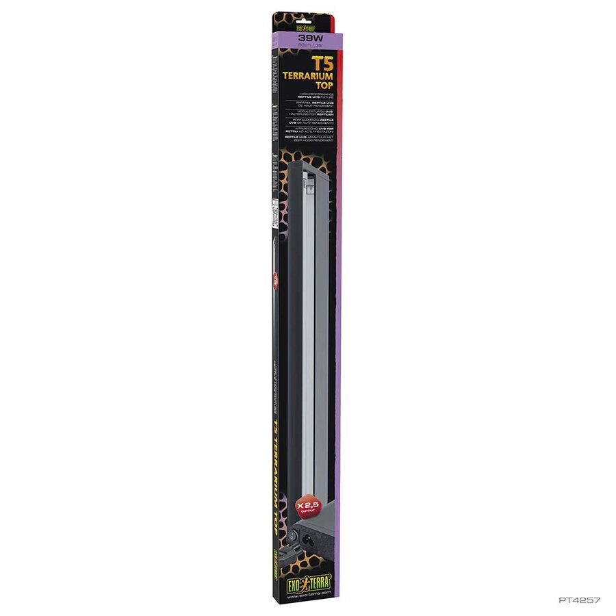 T5 Terrarium Top UVB armatuur Zwart | 90 cm 39W met gepolijste reflector
