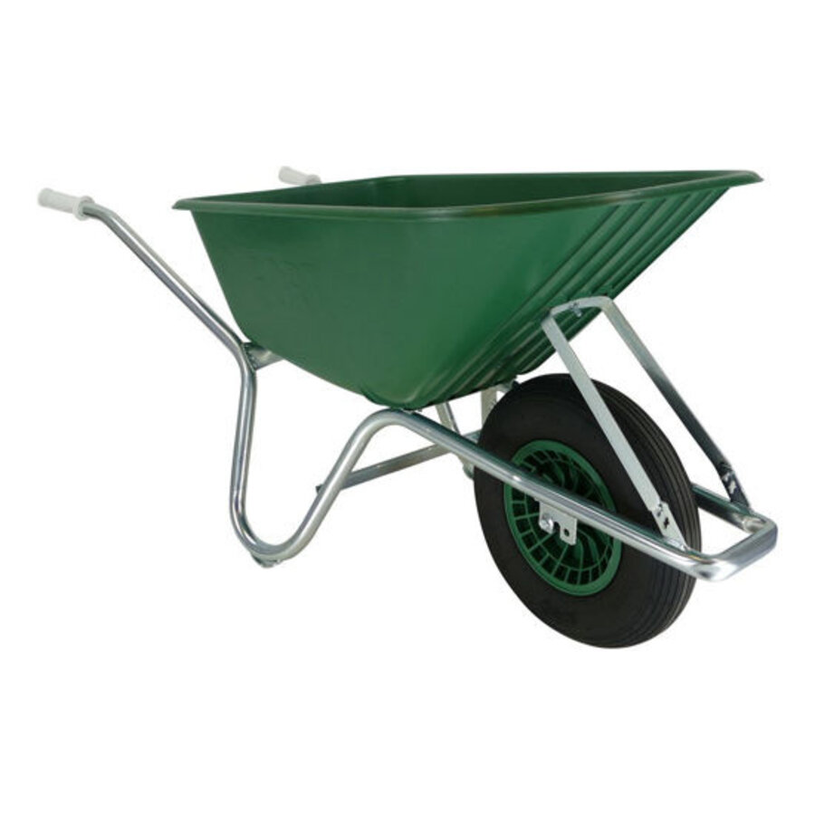 Kruiwagen 100 liter Plastic bak met verzinkt onderstel en luchtband