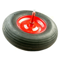 Fort kruiwagenwiel staal rood 2PLY met as 24 cm