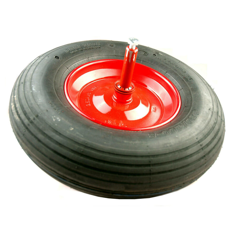 Fort kruiwagenwiel staal rood 2PLY met as 24 cm