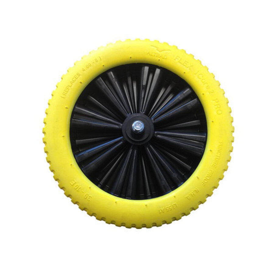Fort Flex iCore 2 Pro anti-lek kruiwagenwiel geel met 20 cm as