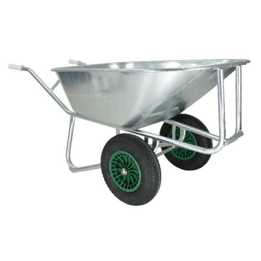 Kruiwagen F&S 230V/2 met 230 liter verzinkte bak en 2 luchtwielen