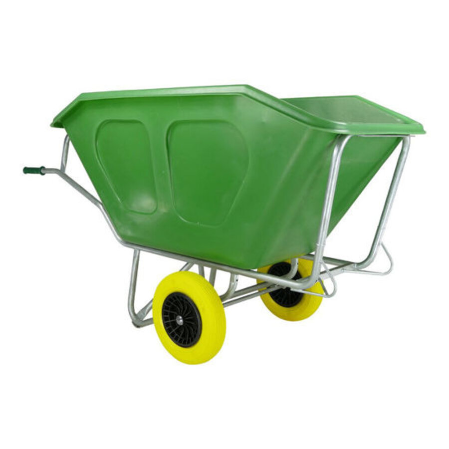 Fort F&S volumekruiwagen 500 liter groen met verzinkt onderstel en 2 antilekwielen