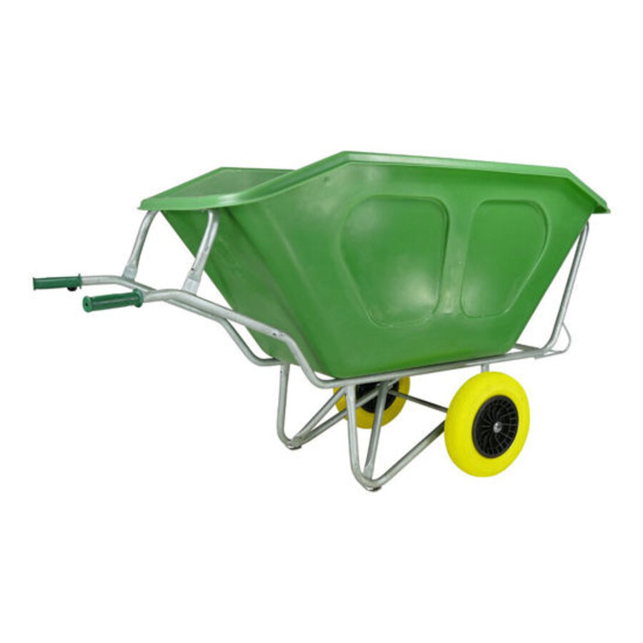 Fort F&S volumekruiwagen 500 liter groen met verzinkt onderstel en 2 antilekwielen