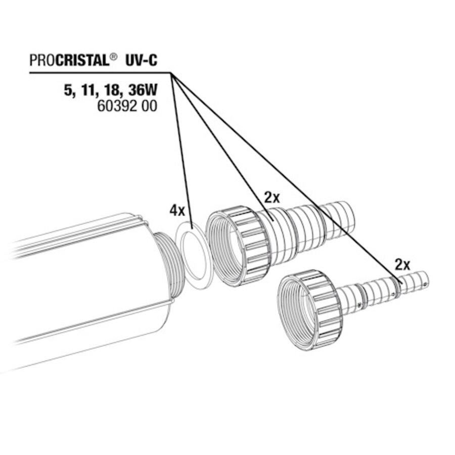 PC UV-C Slangaansluiting Set (4 stuks)