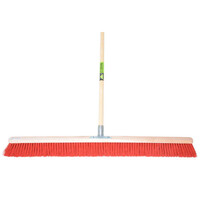 Extra brede bezem 100 cm rood met stokhouder en stalen steel 150 cm
