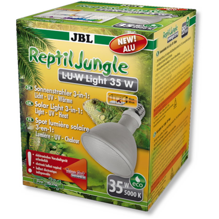 ReptilJungle L-U-W Light aluminium 35W | 70W regenwoudterrarium straallamp met UV en warmte