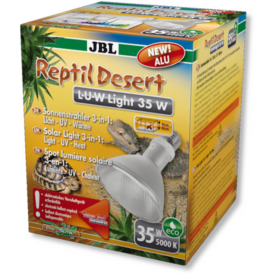 ReptilDesert L-U-W Light aluminium 35W | 70W volspectrum terrariumlamp voor woestijnreptielen