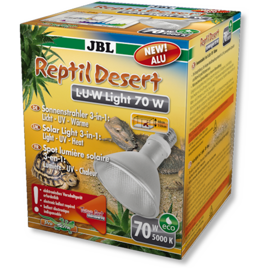 ReptilDesert L-U-W Light aluminium 35W | 70W volspectrum terrariumlamp voor woestijnreptielen