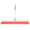 Bezem 80cm, rood nylon +stokhouder +steel 150cm