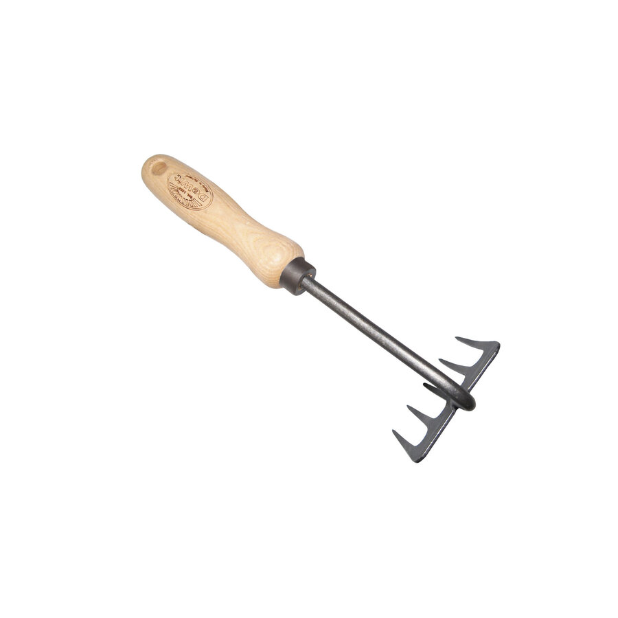 Gesmede handhark 5-tands met essenhouten handvat | 14 cm