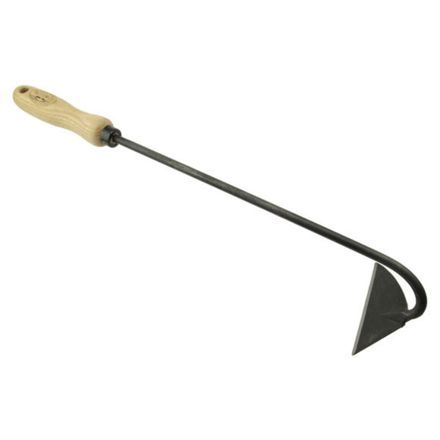 Gesmede schrepel 10 cm met essen handvat 14 cm