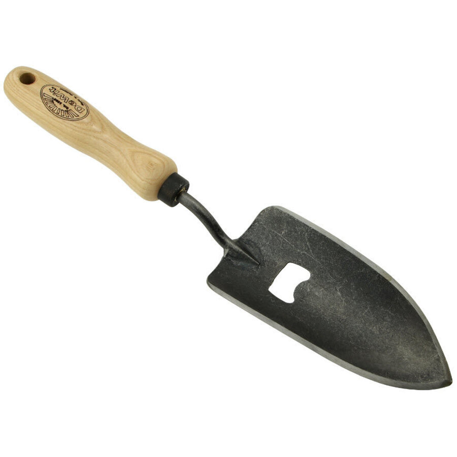 Gesmeed plantenschepje met flesopener en essenhandvat | 14 cm
