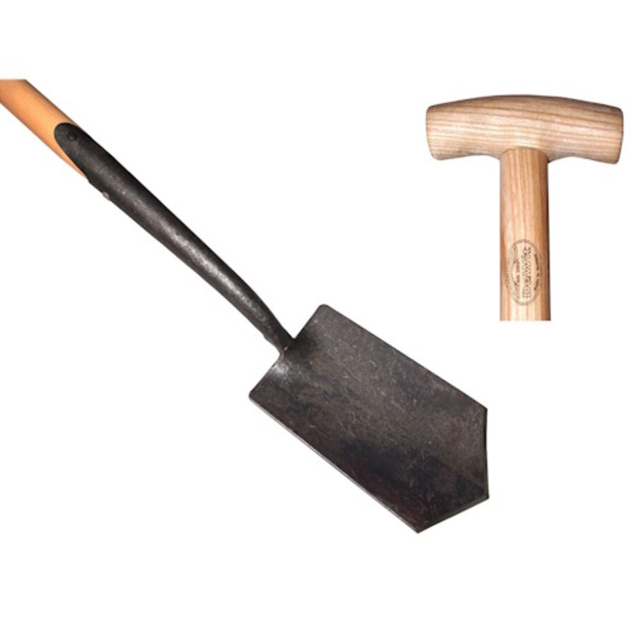 Puntspade zwanehals met lip, met essen steel 75cm
