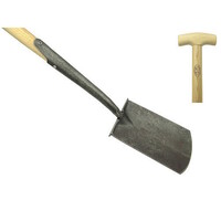 Zwanehals spade met opstapjes en essen houten steel