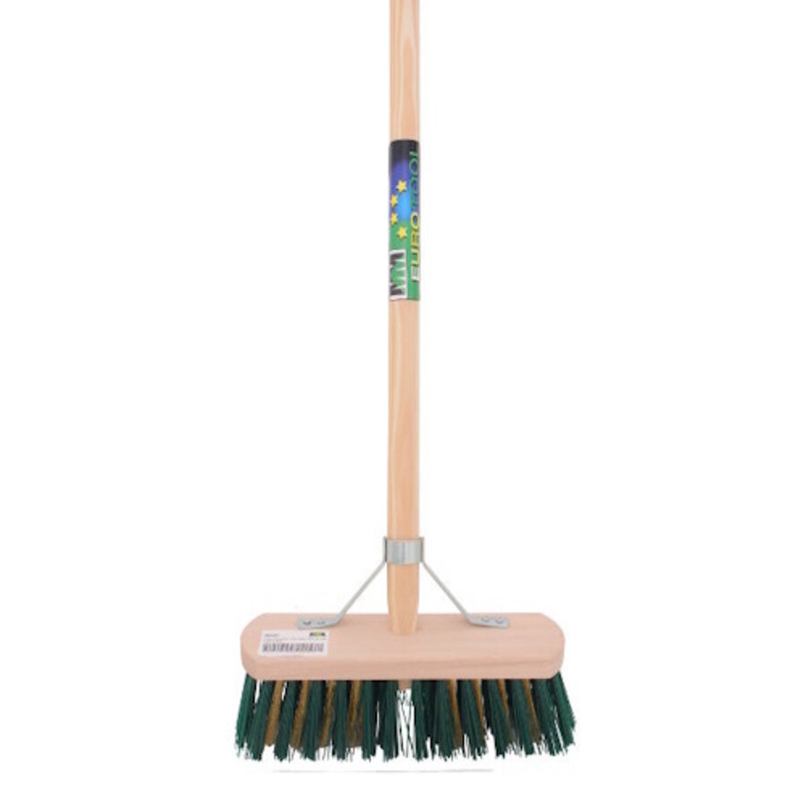Onkruidbezem 28 cm met steel 150 cm en stokhouder