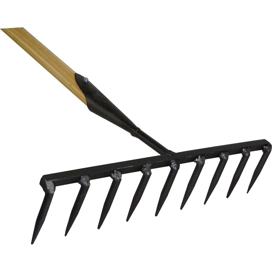 Zaadhark met 9 ronde tanden en essen steel 170 cm