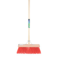 Bezem FSC 35 Centimeter Kunstvezel Rood Met Steel 150 Centimeter