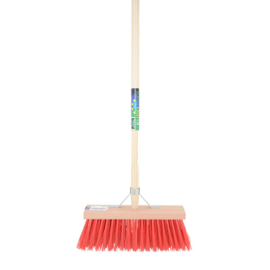 Bezem FSC 35 Centimeter Kunstvezel Rood Met Steel 150 Centimeter