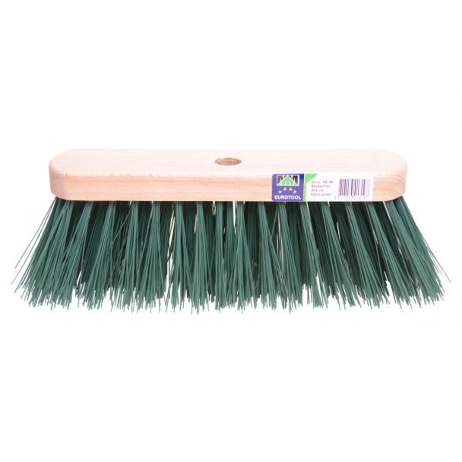 Straatbezem FSC 29 cm met harde kunstvezels groen
