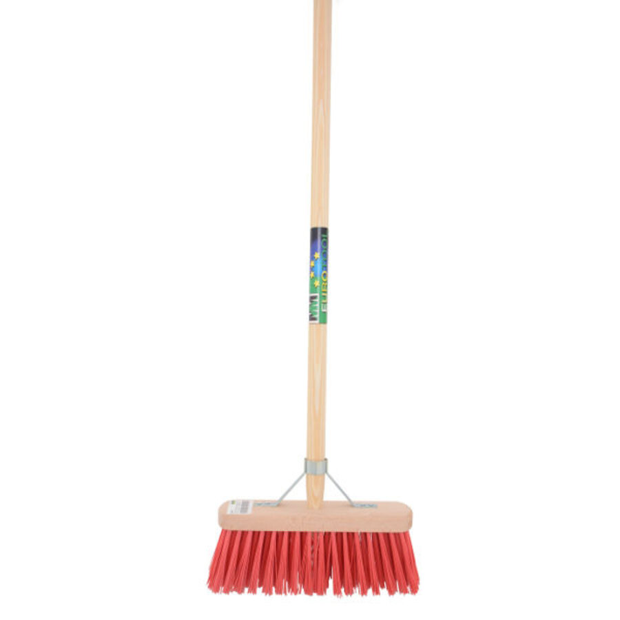 Straatbezem FSC 29 cm met kunstvezel, steel 150 cm en stokhouder