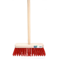 Straatbezem kunstvezel rood 29 cm met FSC-steel 120 cm