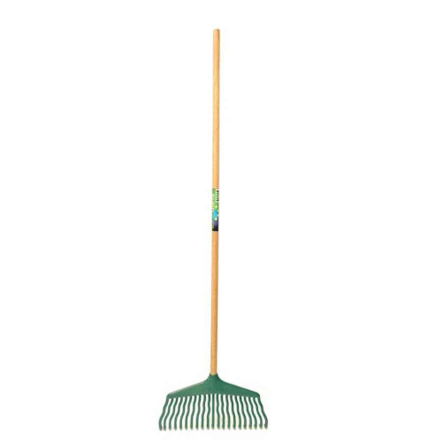 Kunststof gazonhark met houten steel 130 cm en 42 cm werkbreedte