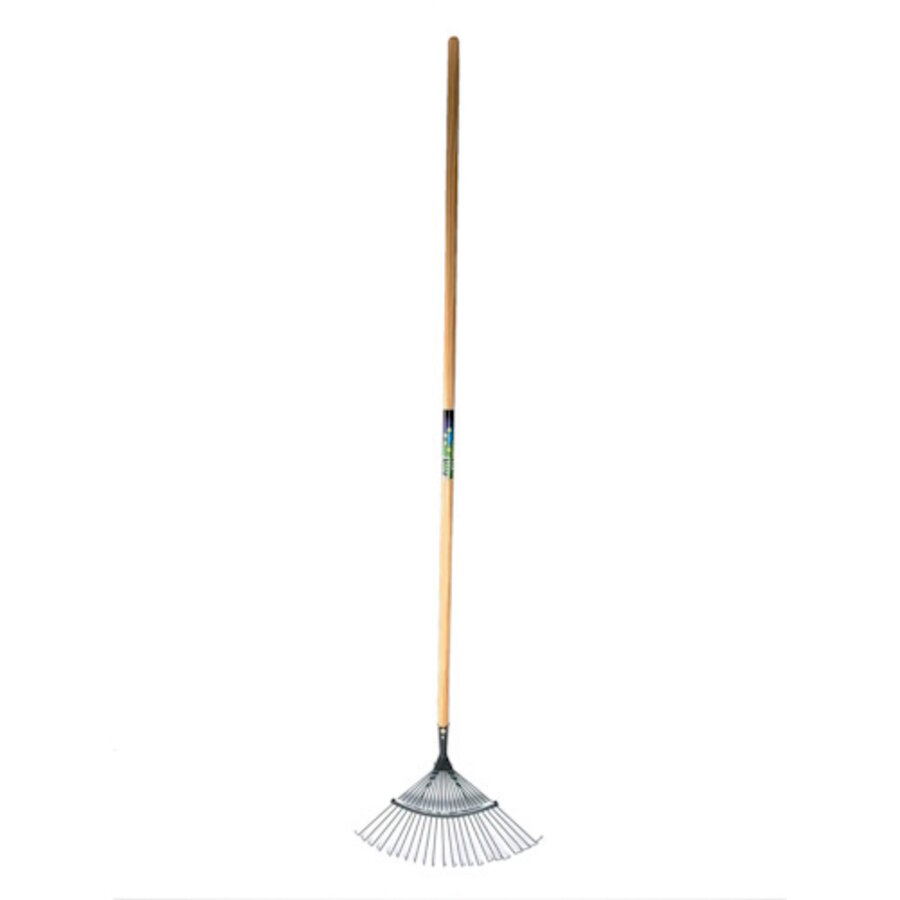 Gazonhark met 22 ronde tanden en houten steel 150 cm