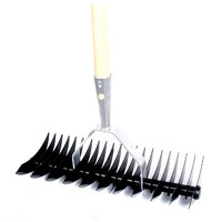 Dubbele verticuteerhark met houten steel 160 cm en werkbreedte 38 cm