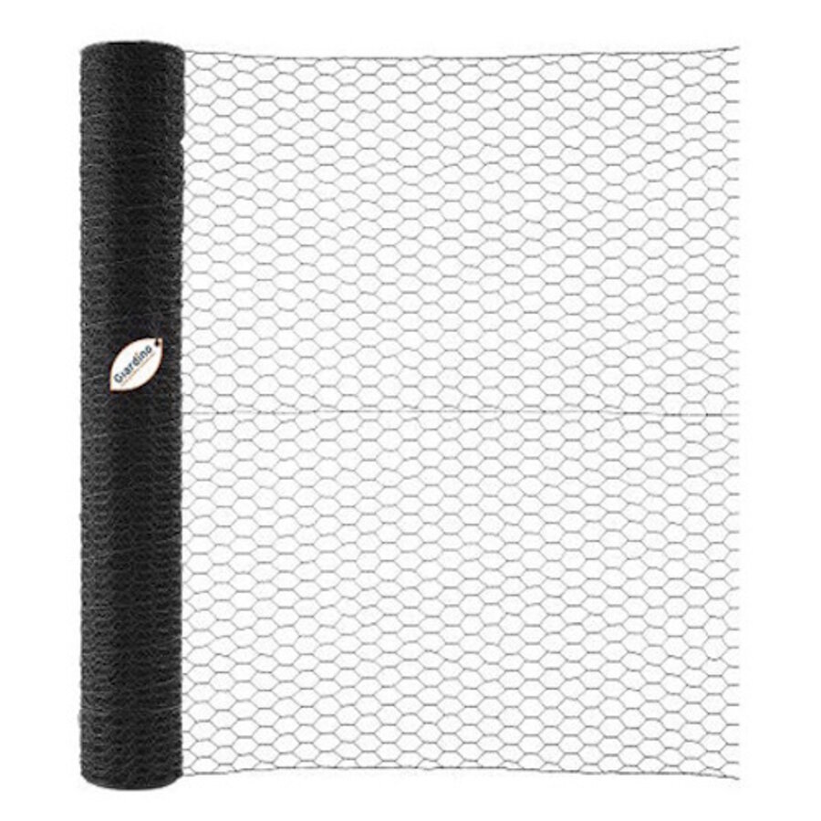 Zeskant gaas zwart 13/1.0 | geplastificeerd 0,50 m x 5 m