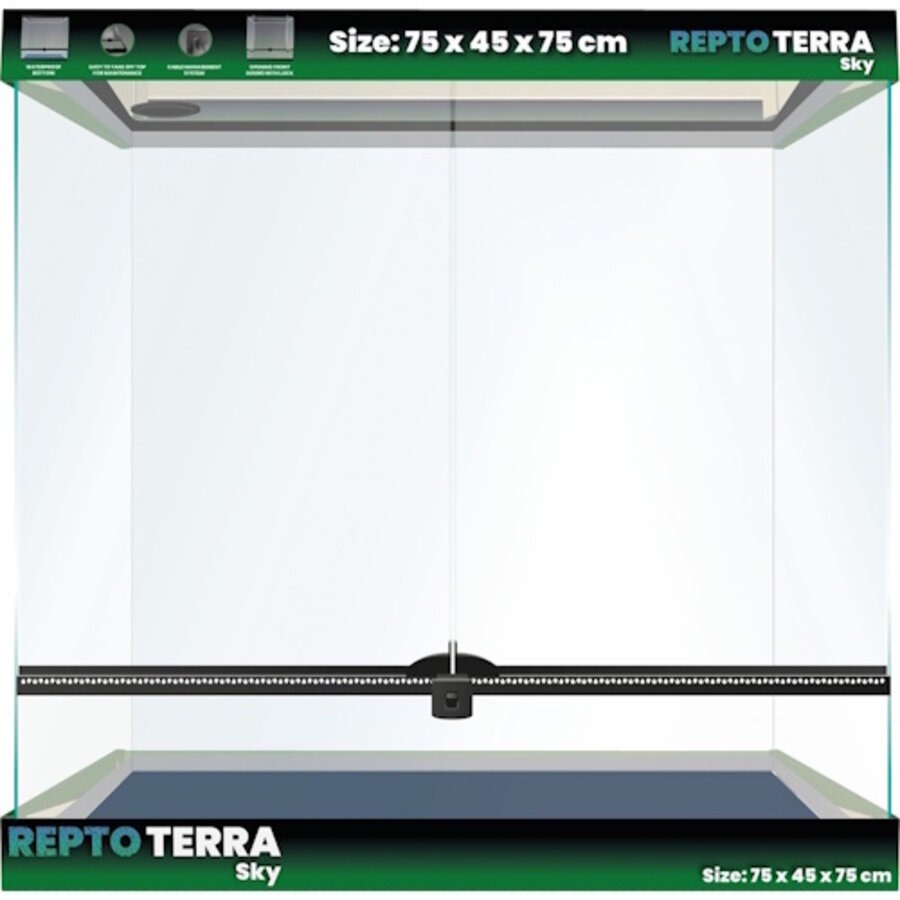 Terra Sky glazen terrarium 75 x 45 x 75CM voor reptielen en amfibieën