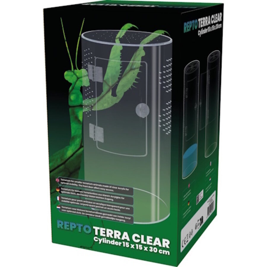 Terra Clear Cilinder acryl terrarium 15 x 15 x 30 cm met 360 graden zicht