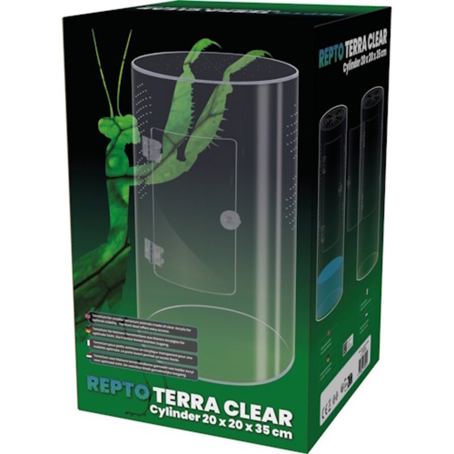 Clear cilinder terrarium 20 x 20 x 35 cm voor kleine terrariumdieren