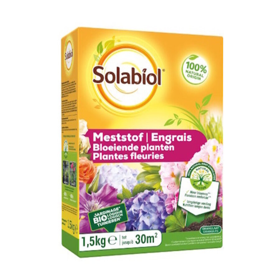 Organische meststof voor bloeiende planten met wortelbooster