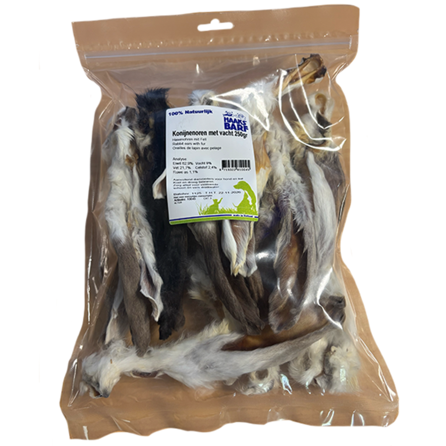 Konijnenoren met vacht 250gr