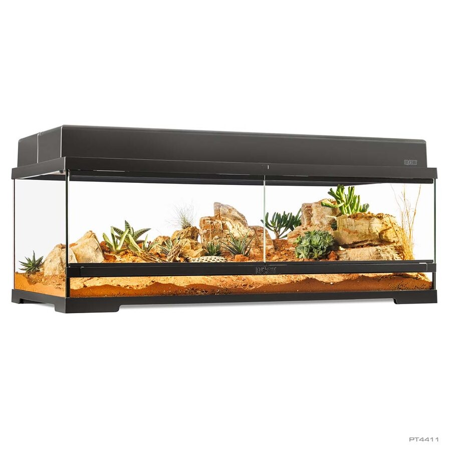 Pro Terrarium Zwart | Advanced Natural Terrarium 90×45×30 cm met 3-traps ventilatie