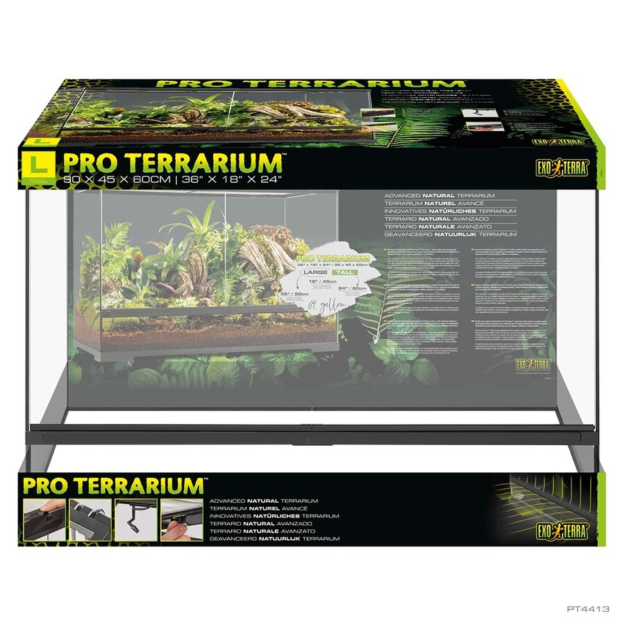Pro Terrarium Zwart | Advanced Natural Terrarium 90×45×60 cm met 3-traps ventilatie