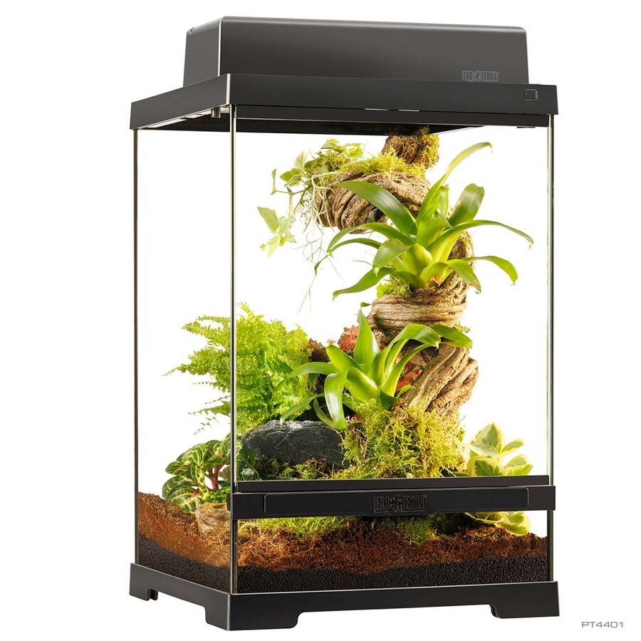 Pro Terrarium Zwart | Advanced Natural Terrarium 30×30×45 cm met 3-traps ventilatie