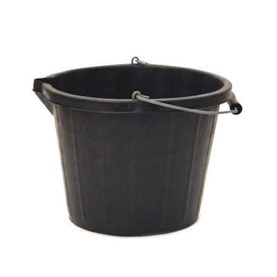 Zwarte emmer van kunststof met tuit 14L
