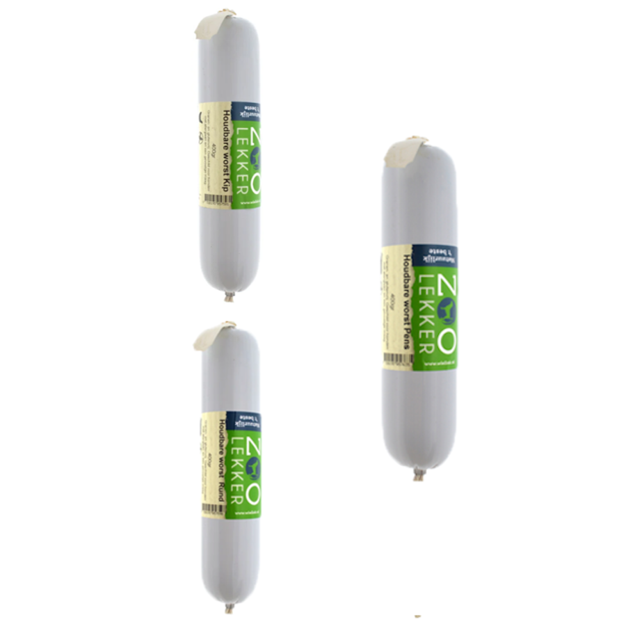 Houdbare Worsten Proefpakket – Top 3 Smaken (3x 400 gram)