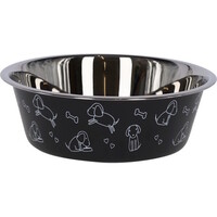 Voederbak RVS zwart met motief