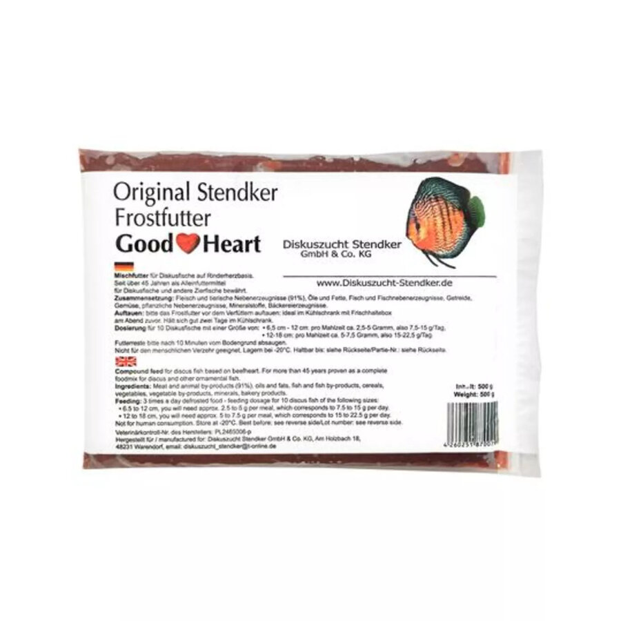 Good Heart Classic | diepvries runderhartvoer voor discusvissen | 500 g plaat
