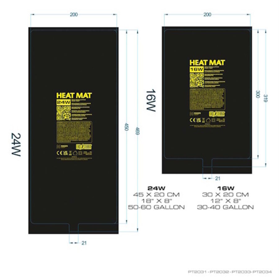 Zelfregulerende warmtemat voor glazen terrariums | 8W 16W 24W