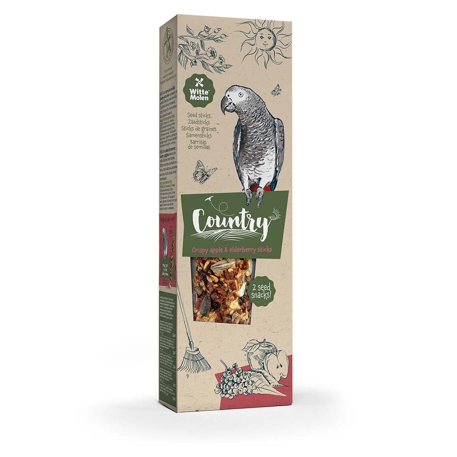 Country zaadsticks papegaai appel & vlierbes 140 gram - 2 stuks