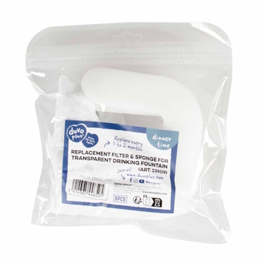 Filter & Spons Transparante Waterfontein 6 stuks