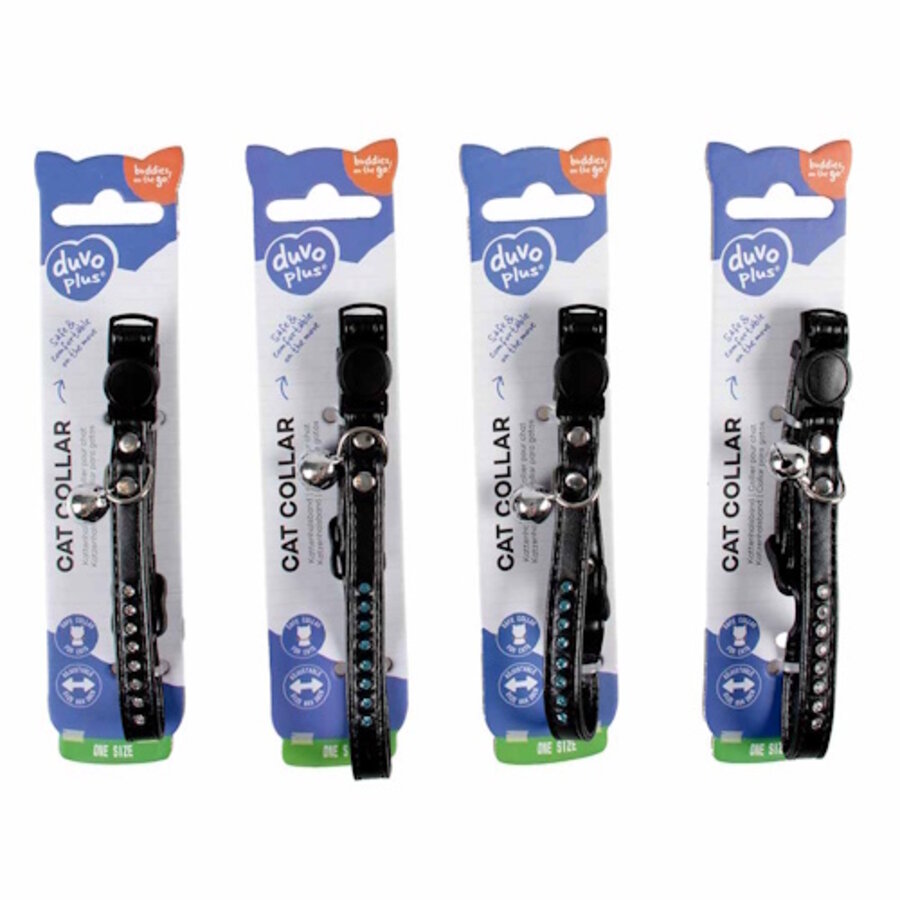 Kattenhalsband Leder & Diamanten 20-30CM / 10MM
