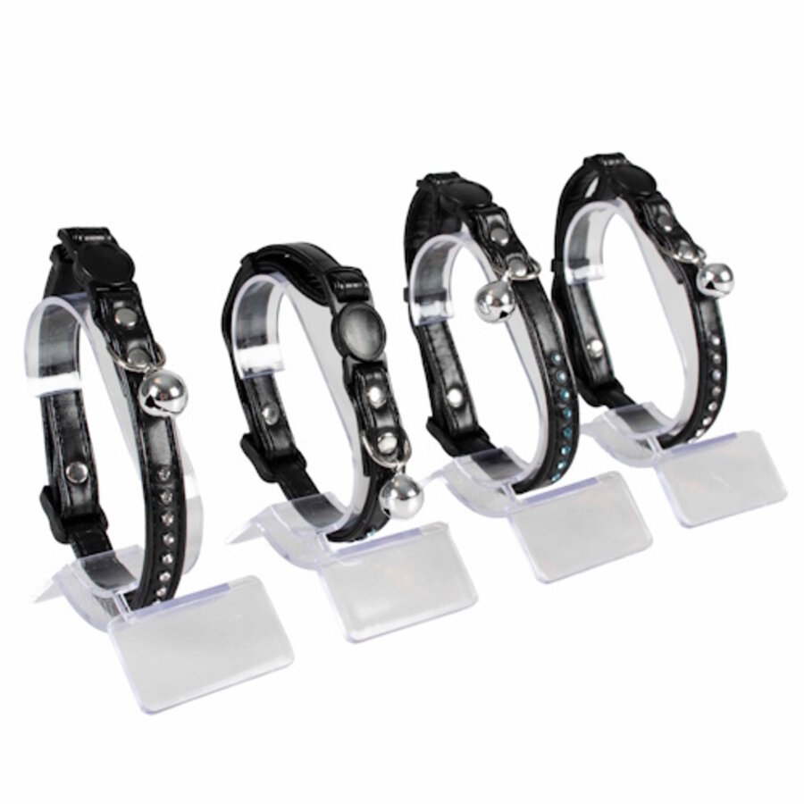 Kattenhalsband Leder & Diamanten 20-30CM / 10MM